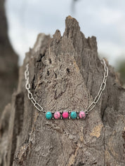 Cotton Candy Stones Bar Necklaxe