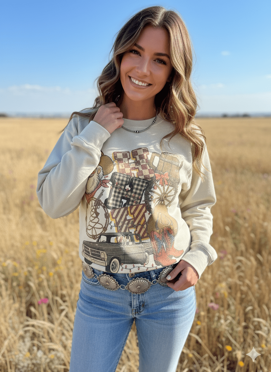 Country Christmas Santa Graphic SweatshirtSandS