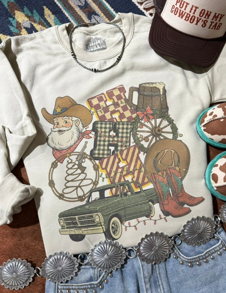 Country Christmas Santa Graphic SweatshirtSandS