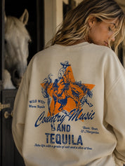 Country Music and Tequila Graphic SweatshirtSand