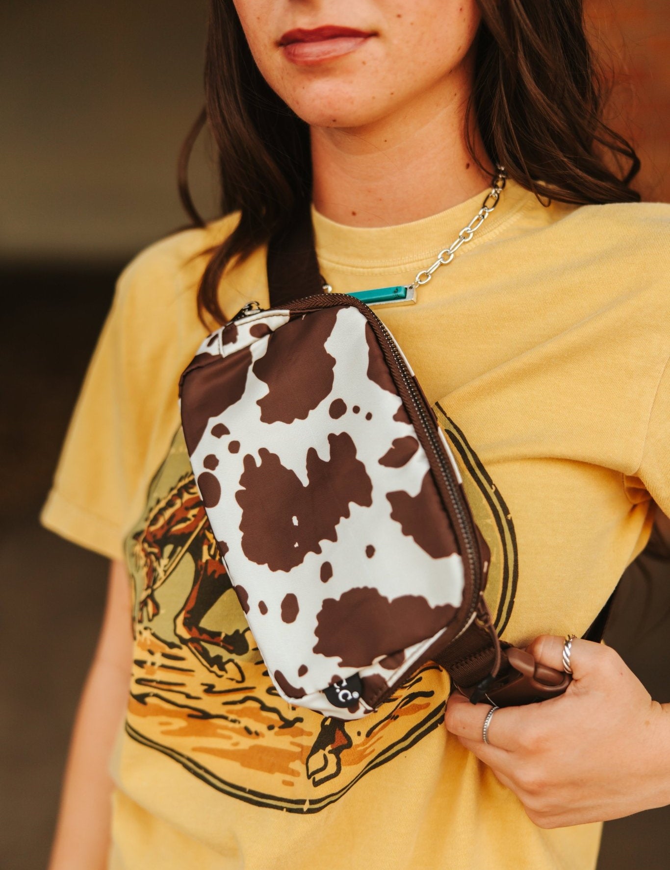 Cow Print Belt BagBrown