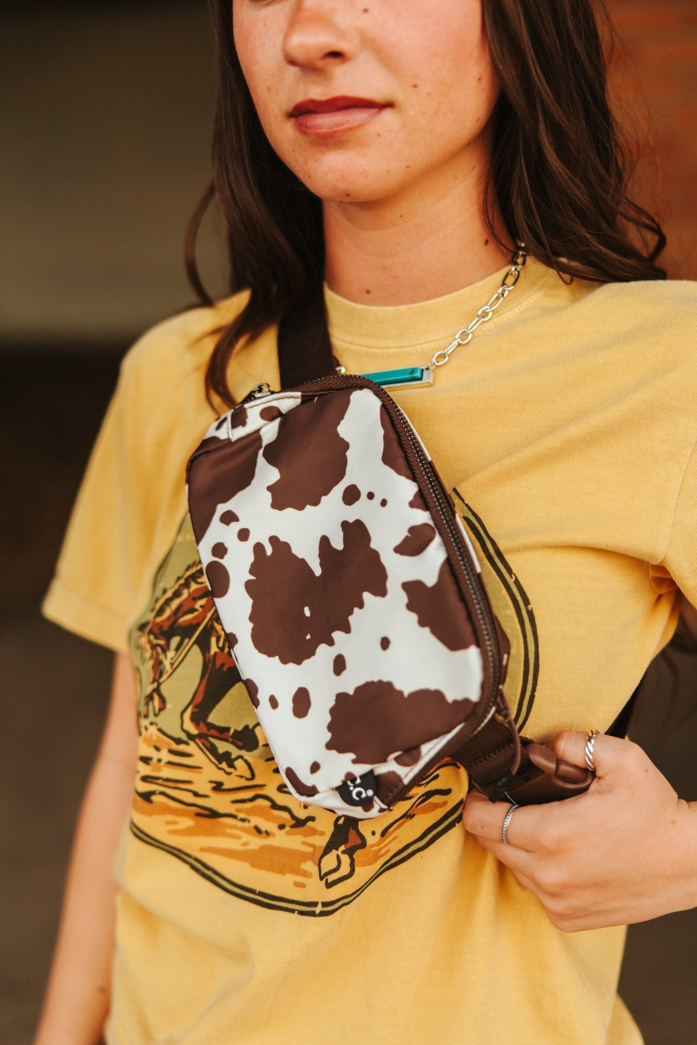 Cow Print Belt BagBrown