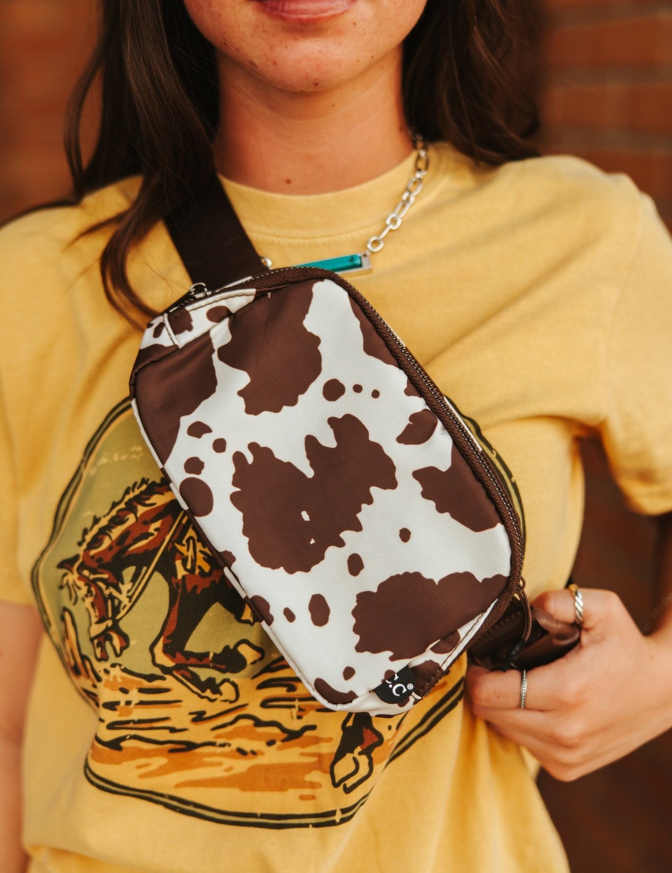 Cow Print Belt BagBrown