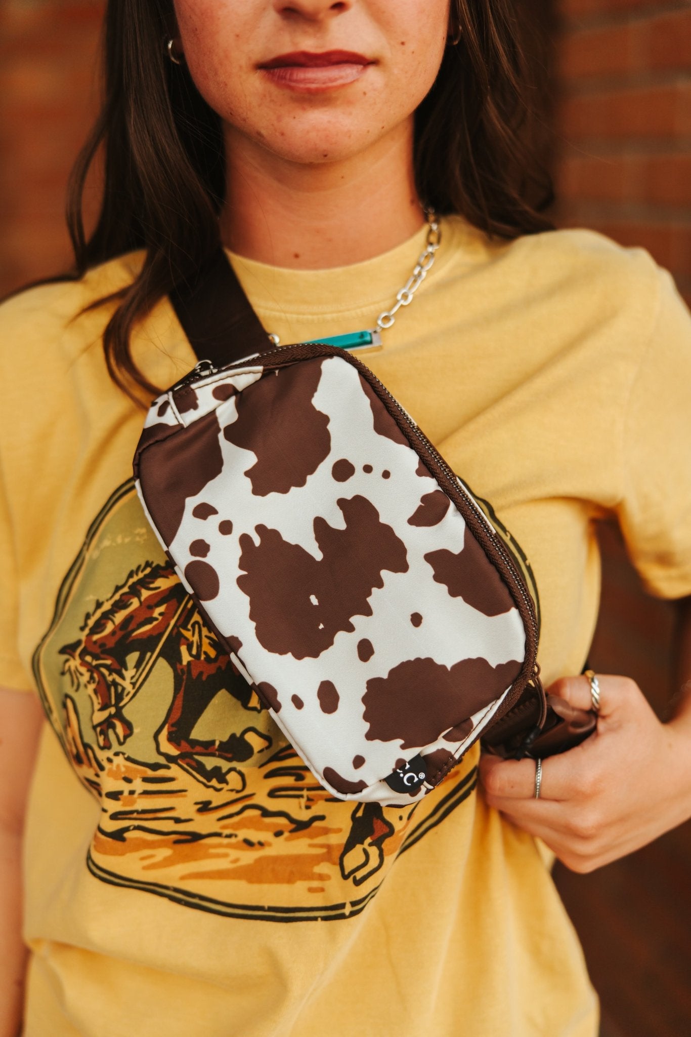 Cow Print Belt BagBrown