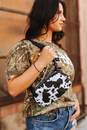 Cow Print Belt BagBlack