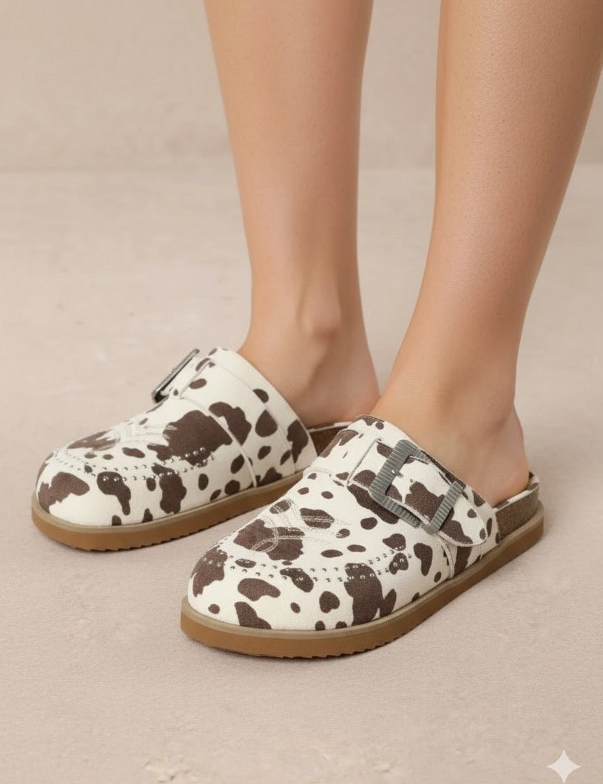 Cow Print Clog Sandals6