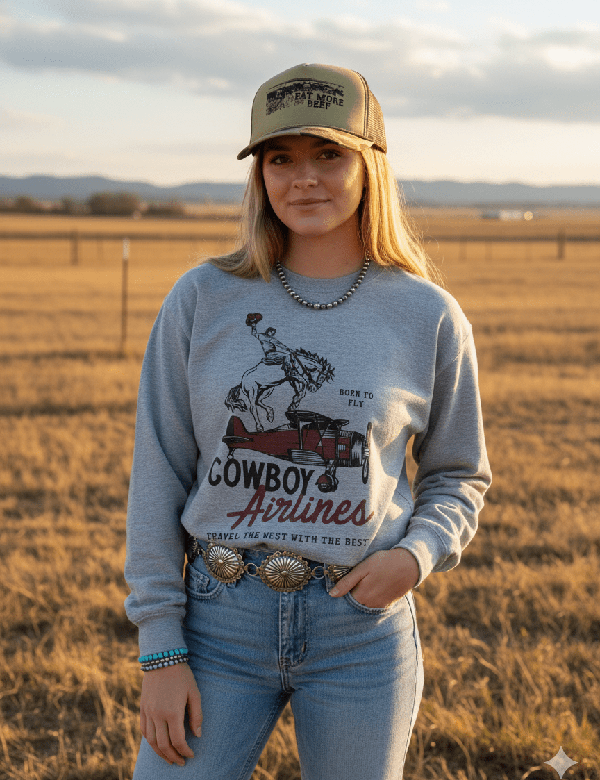 Cowboy Airlines Graphic SweatshirtOxfordS