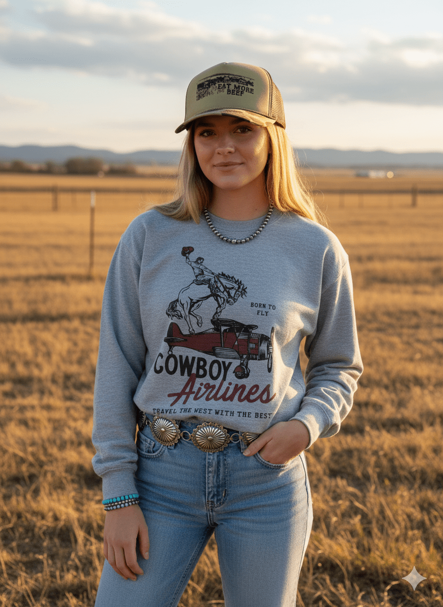 Cowboy Airlines Graphic SweatshirtOxfordS