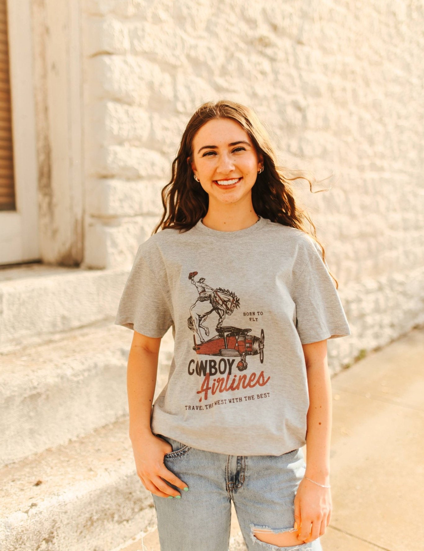 Cowboy Airlines Graphic TeeGreyS