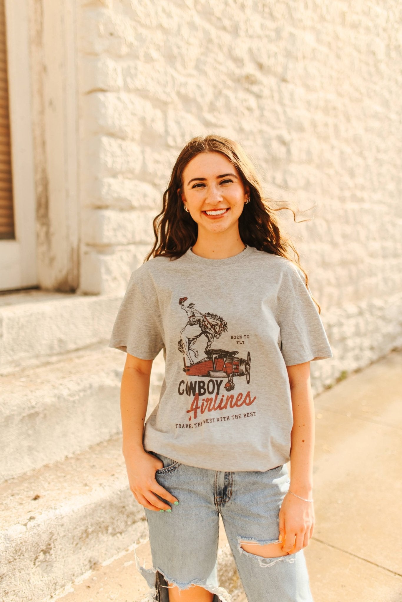 Cowboy Airlines Graphic TeeGreyS