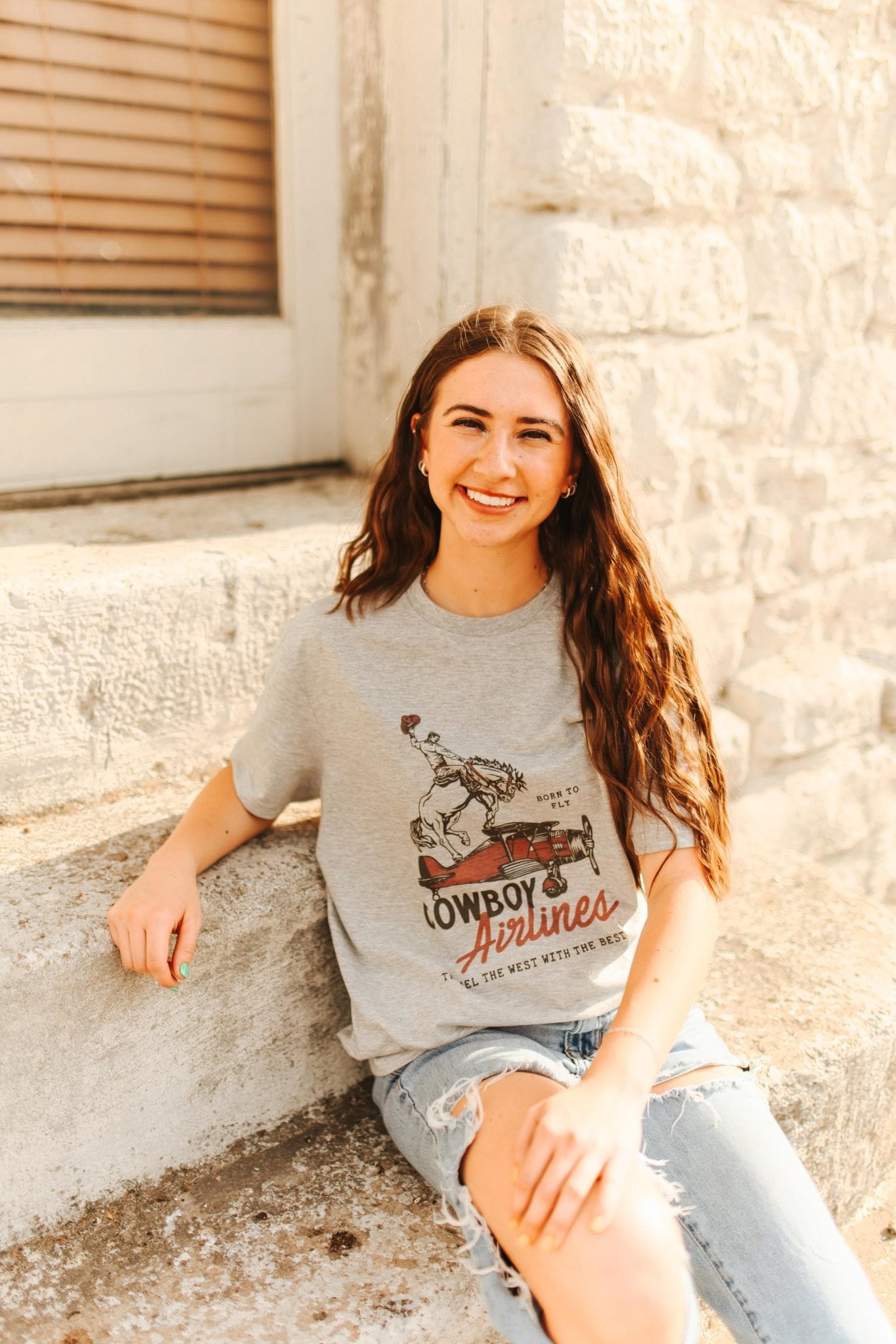 Cowboy Airlines Graphic TeeGreyS