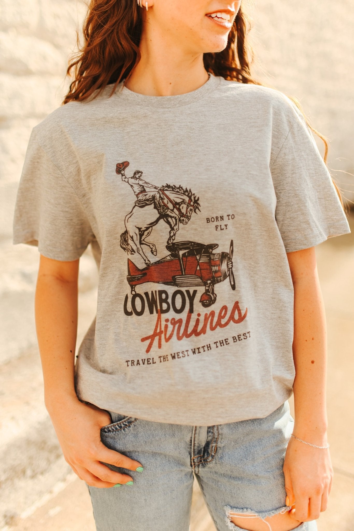 Cowboy Airlines Graphic TeeGreyS