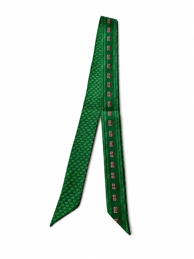 Cowboy Boot Paisley Reversible Twilly - Kelly Green
