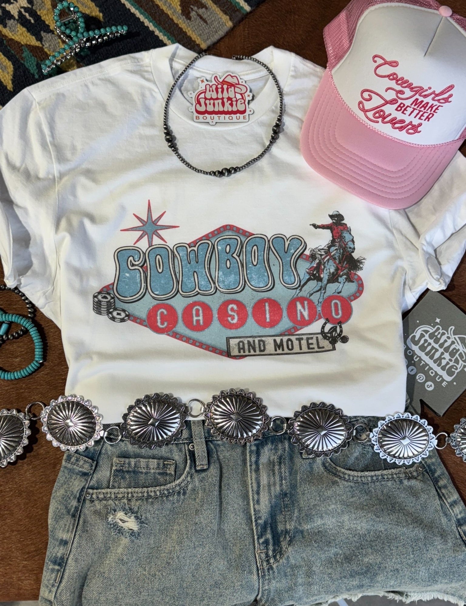 Cowboy Casino Motel Graphic TeeWhiteS