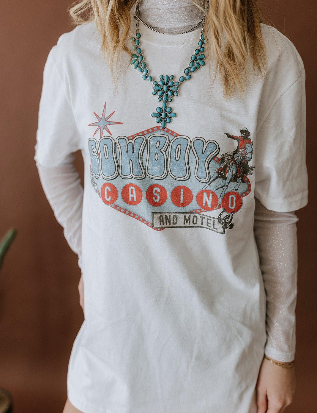 Cowboy Casino Motel Graphic TeeWhiteS