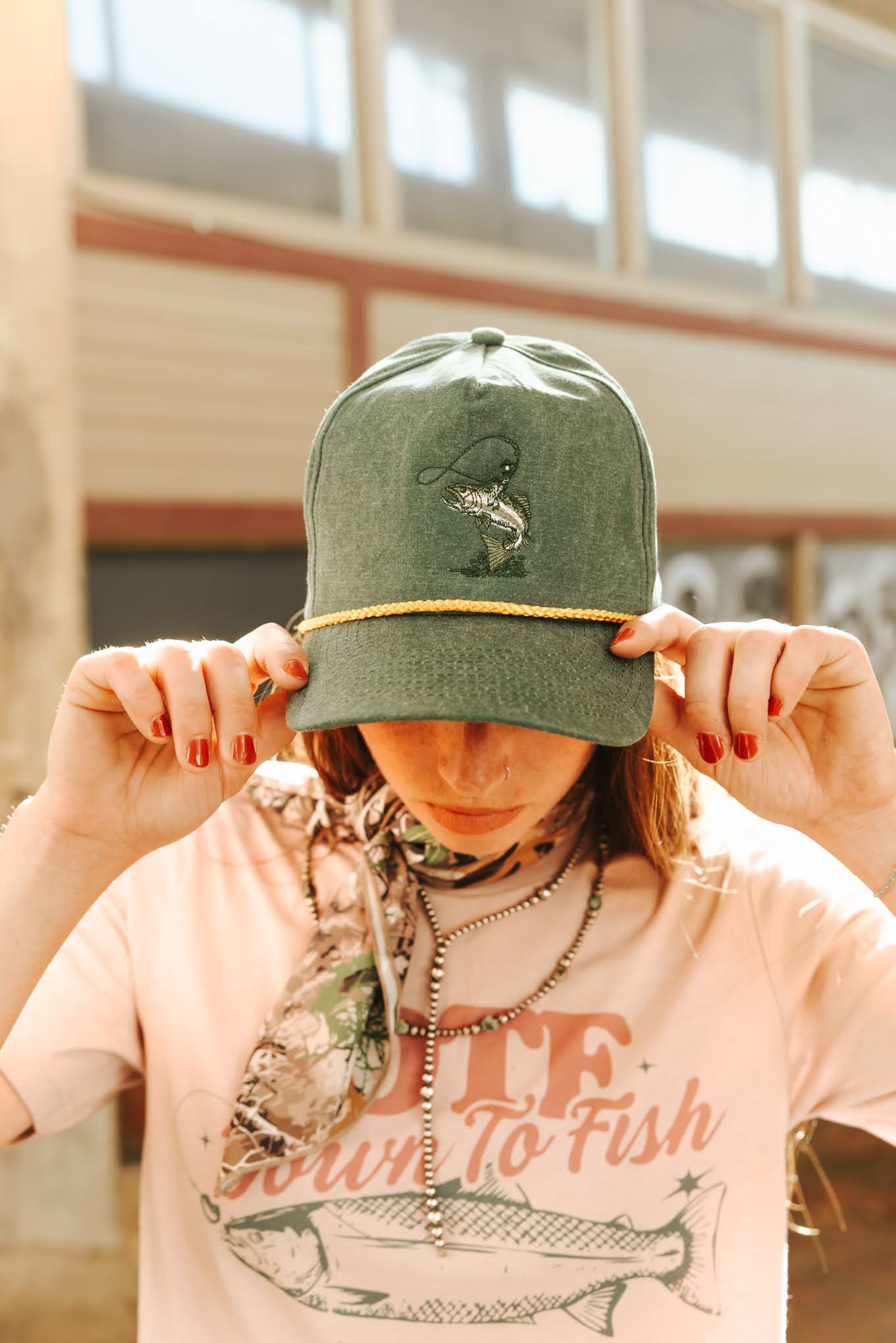 Cowboy Fisherman Embroidered Trucker Hat