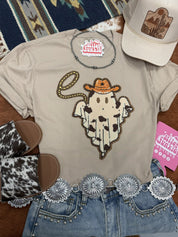 Cowboy Ghost Sequin Patch TeeTanS