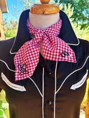 Cowboy Hat & Spurs Embroidered Gingham Bandana