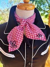 Cowboy Hat & Spurs Embroidered Gingham Bandana