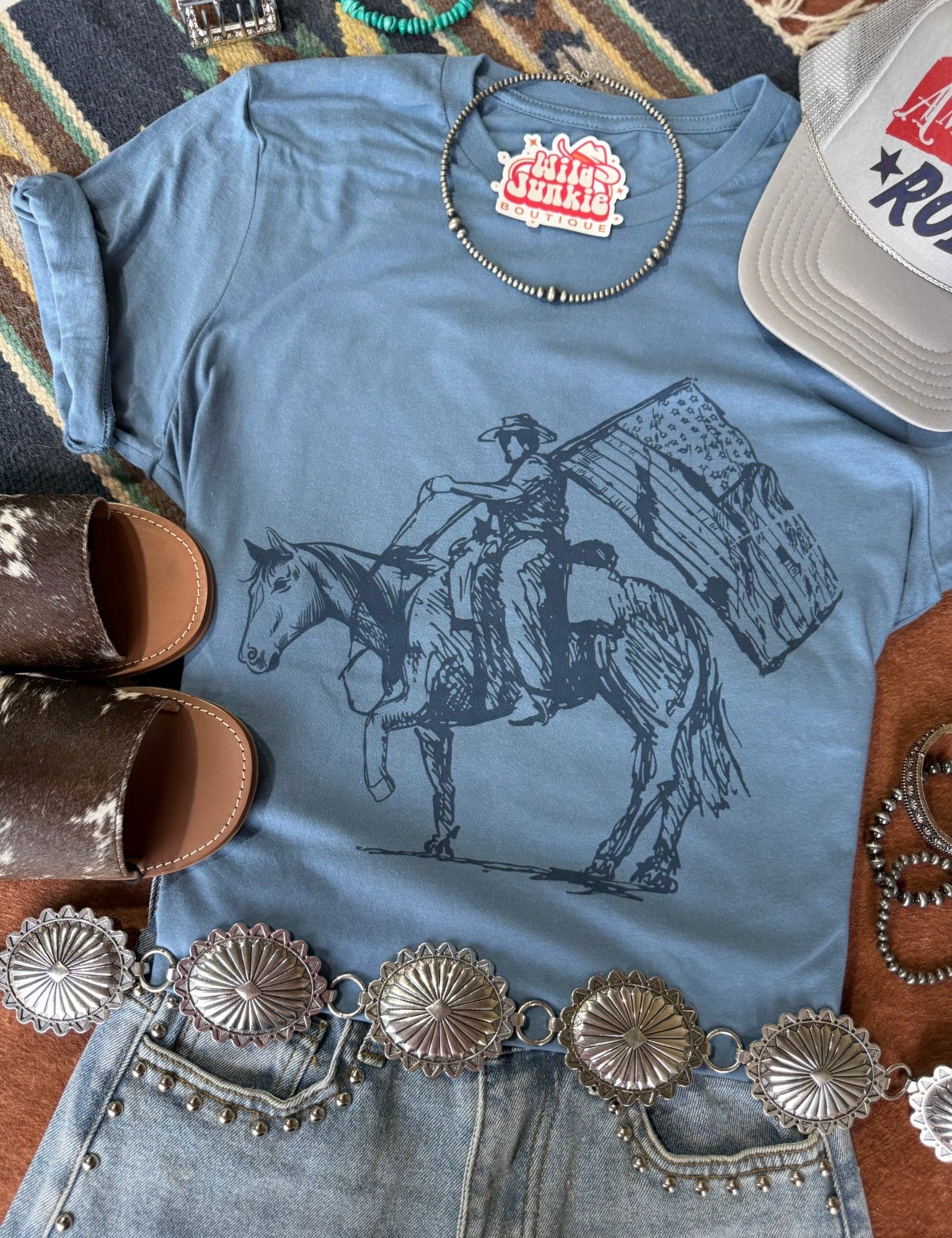 Cowboy Patriot Graphic TeeSlateS