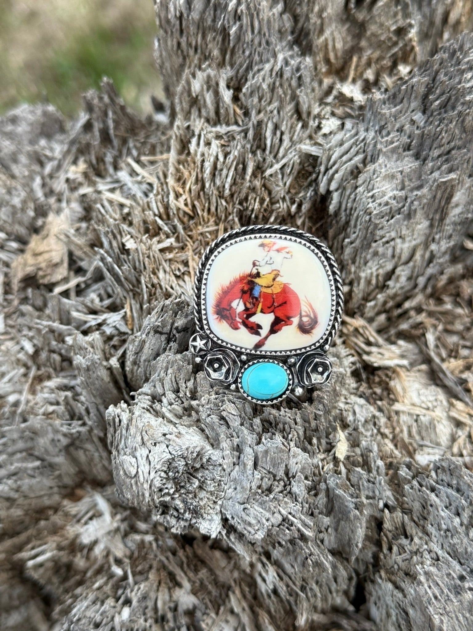 Cowboy Portrait Cuff Ring