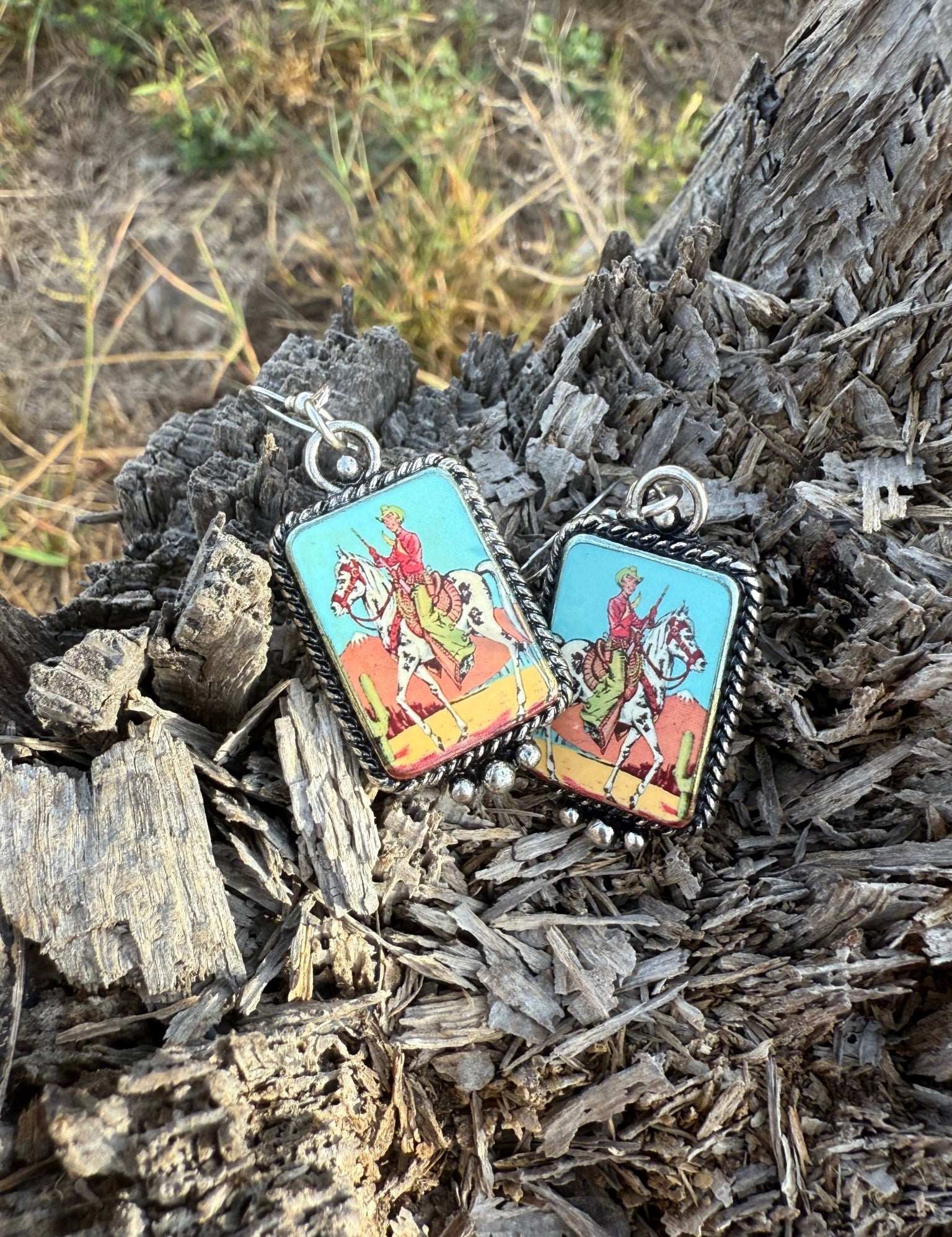 Cowboy Portrait Dangle Earrings