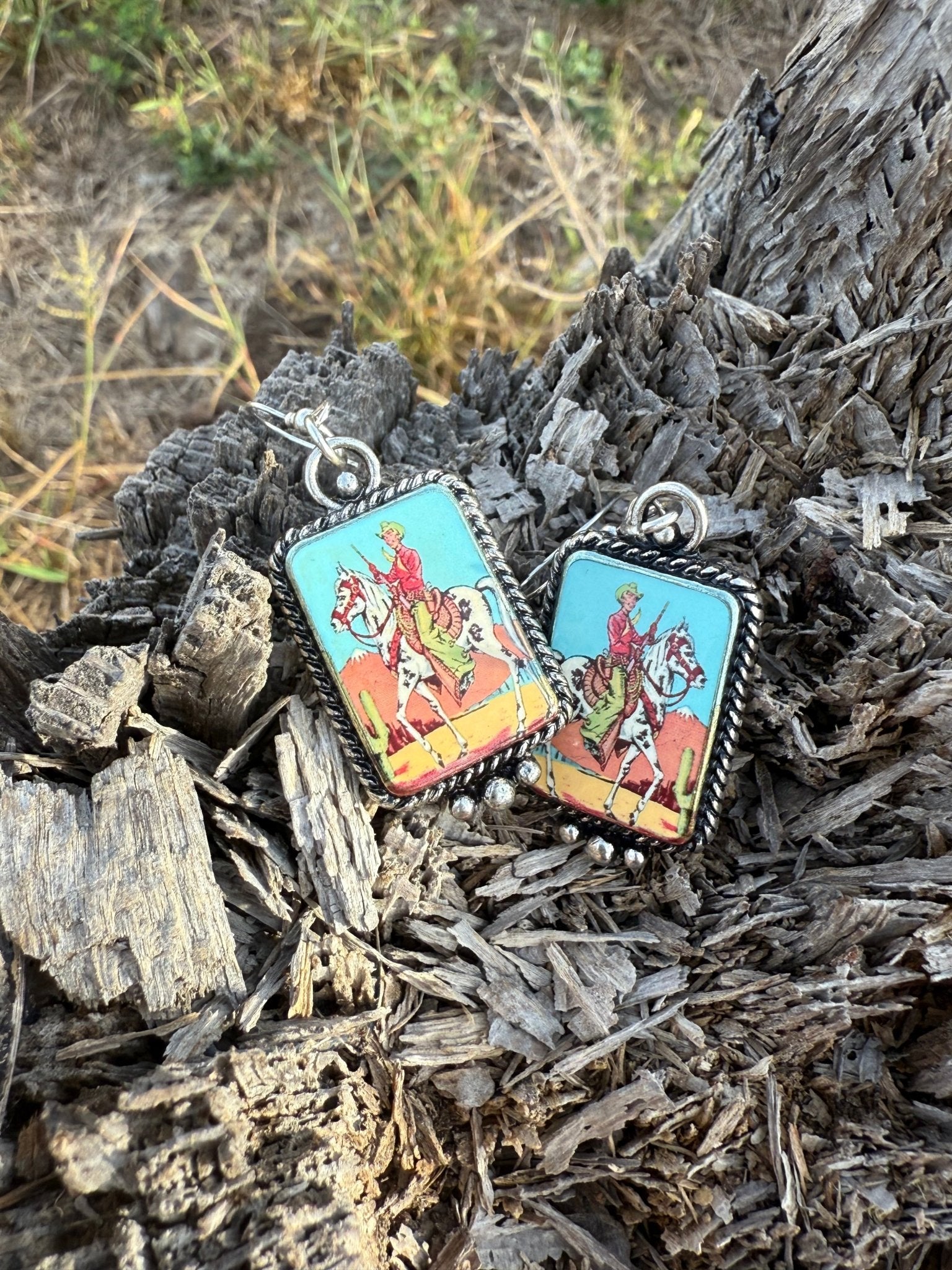 Cowboy Portrait Dangle Earrings