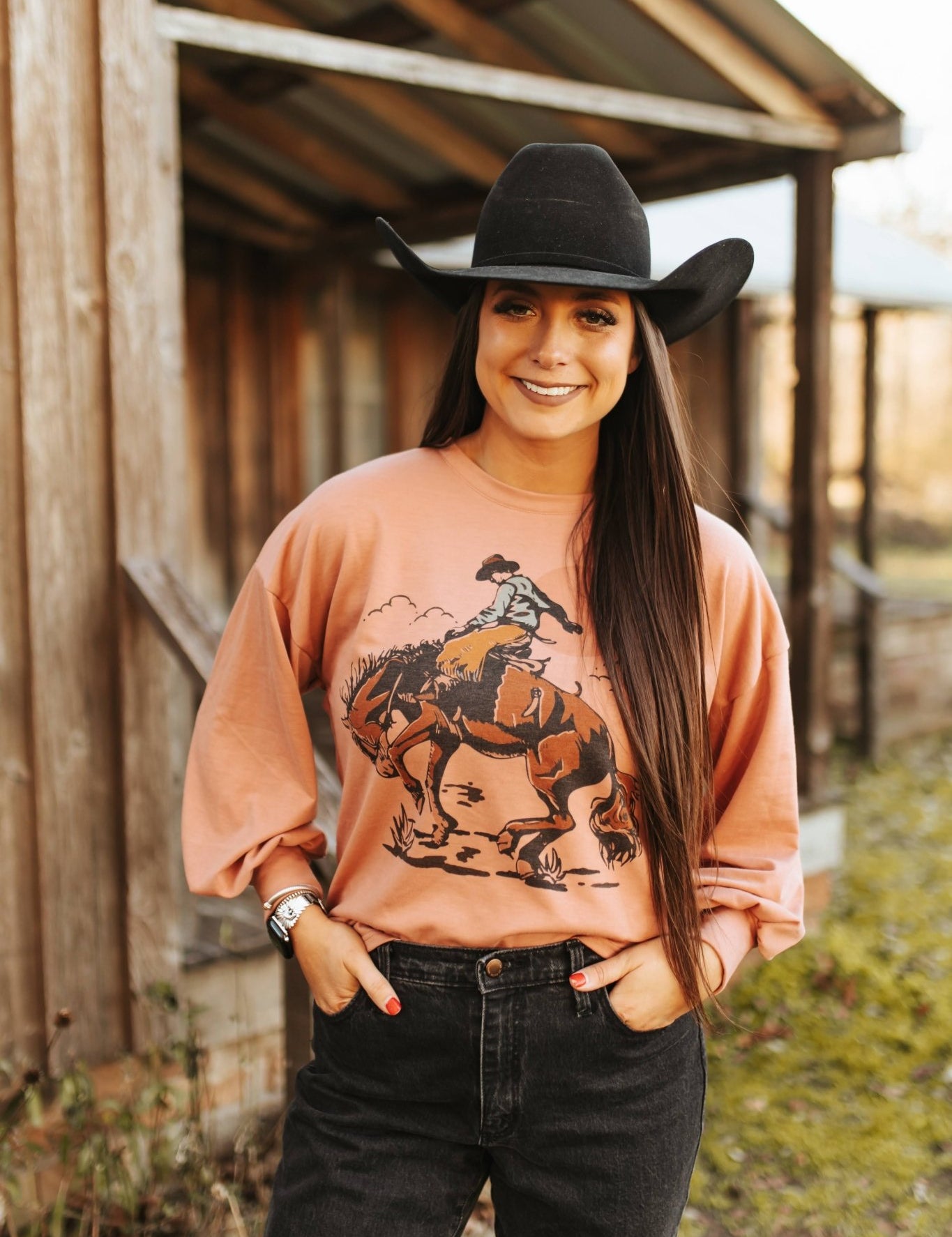 Cowboy Rider Graphic SweatshirtRustS