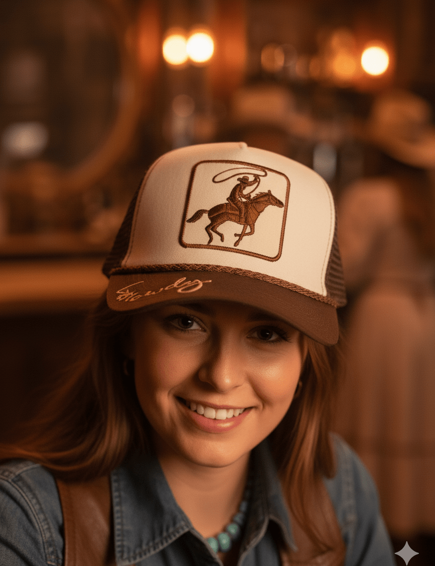 Cowboy Roper Embroidered Trucker Hat