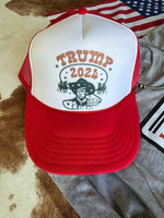 Cowboy Trump Trucker HatRed & WhiteOS