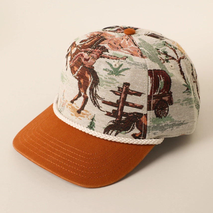 Western Cowboy Tapestry Trucker Hat