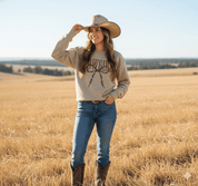 Cowgirl Barbed Wire Bow Graphic SweatshirtSandS