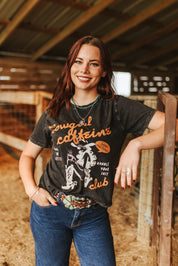 Cowgirl Caffeine Club Boxy Graphic TeeS