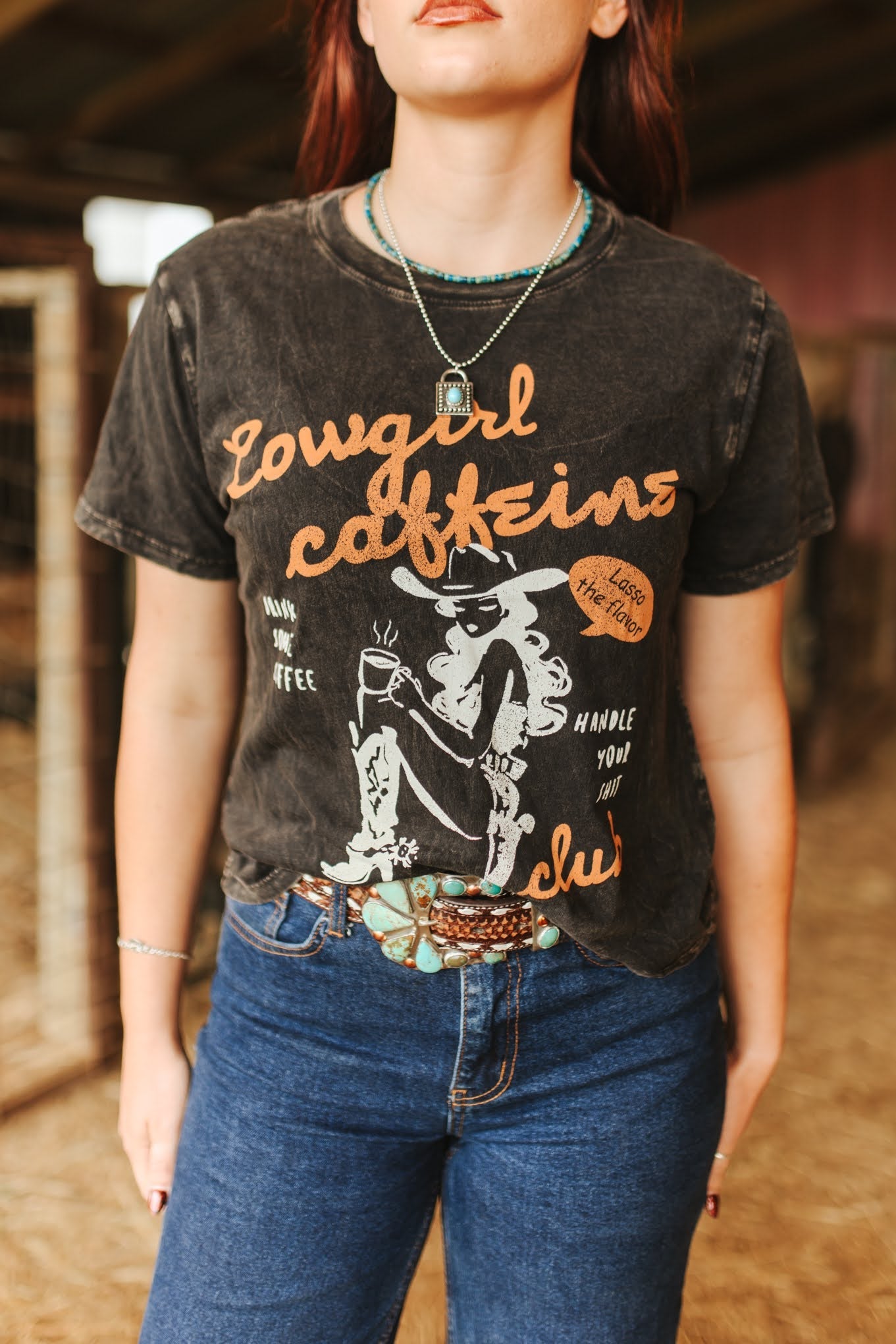 Cowgirl Caffeine Club Boxy Graphic TeeS