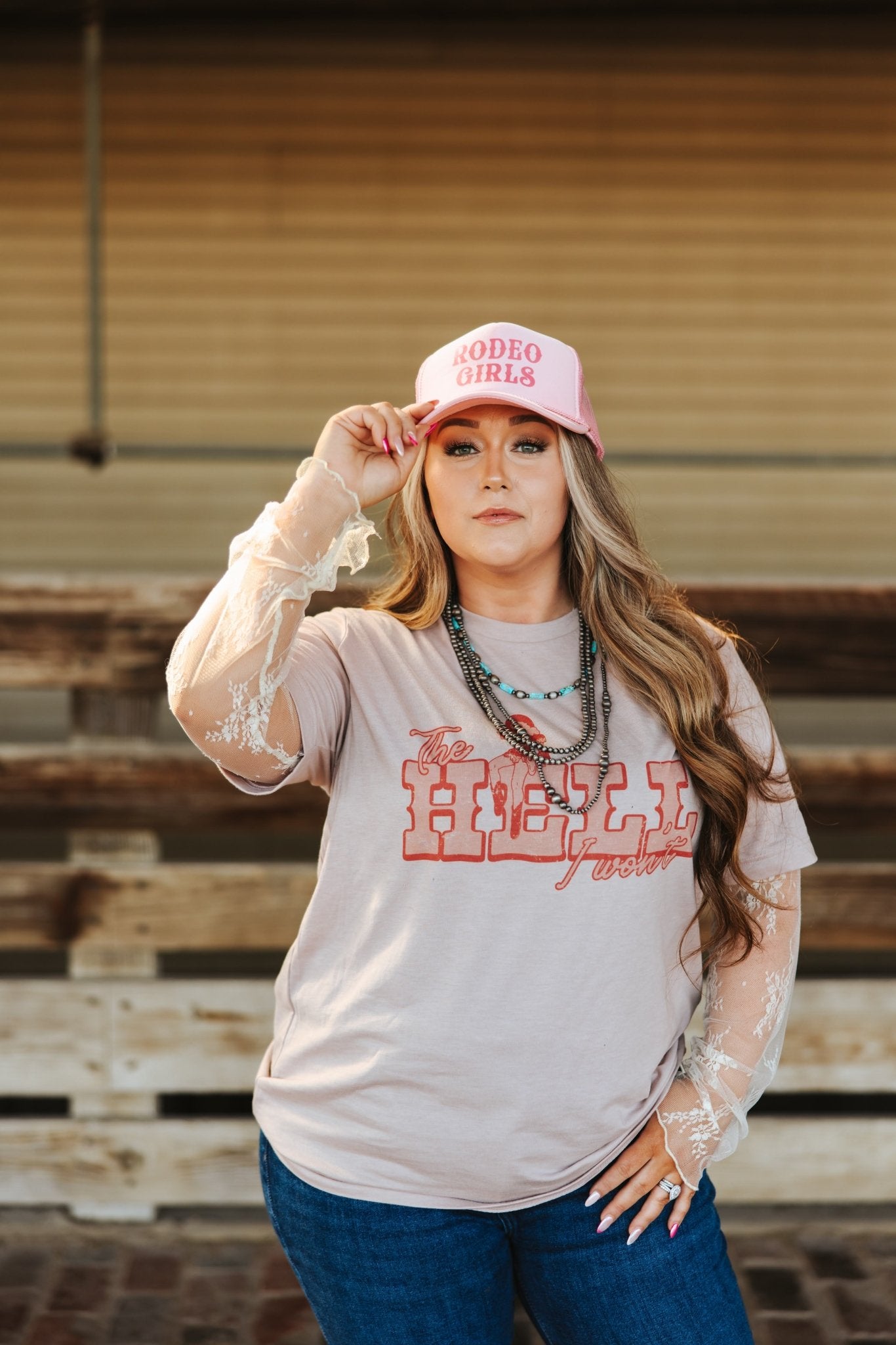Cowgirl Hell I Won't Graphic TeePink GravelS