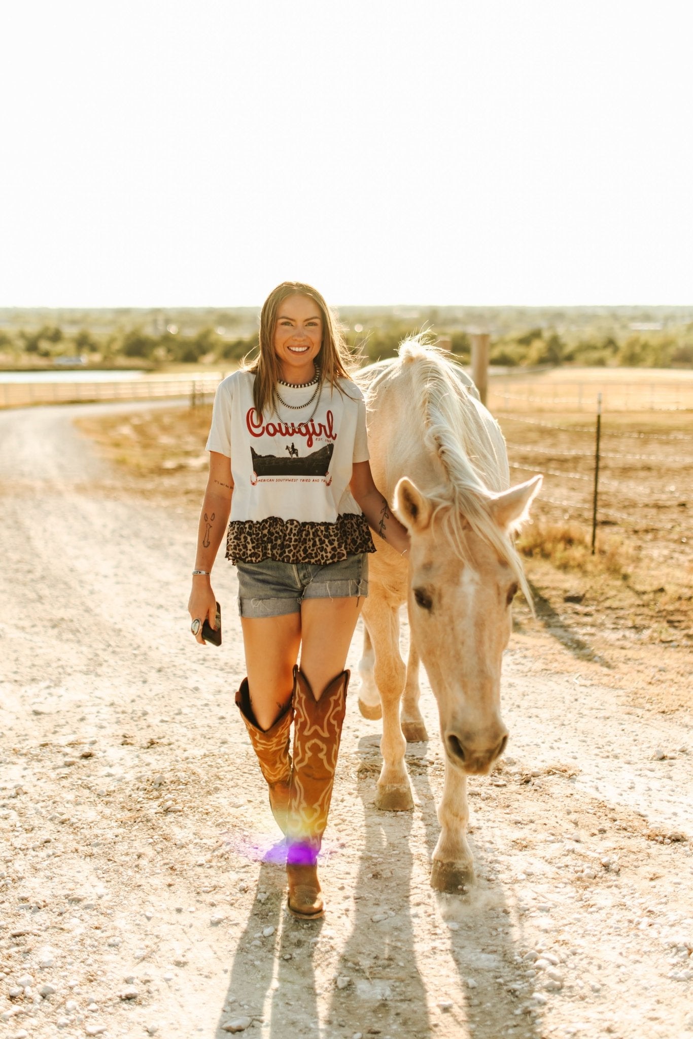 Cowgirl Leopard Ruffle TeeS
