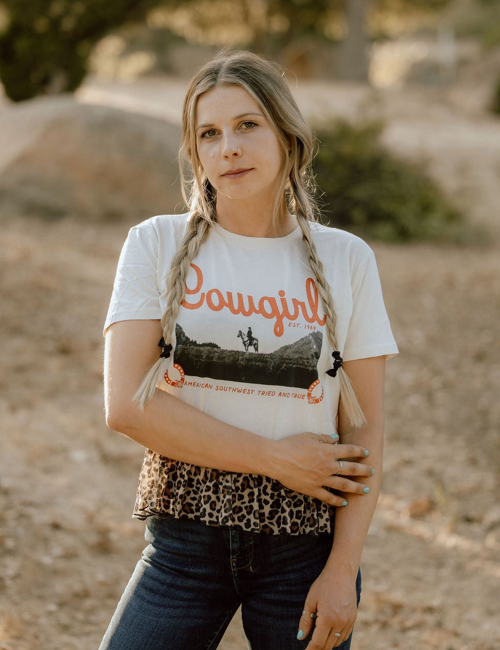 Cowgirl Leopard Ruffle TeeS