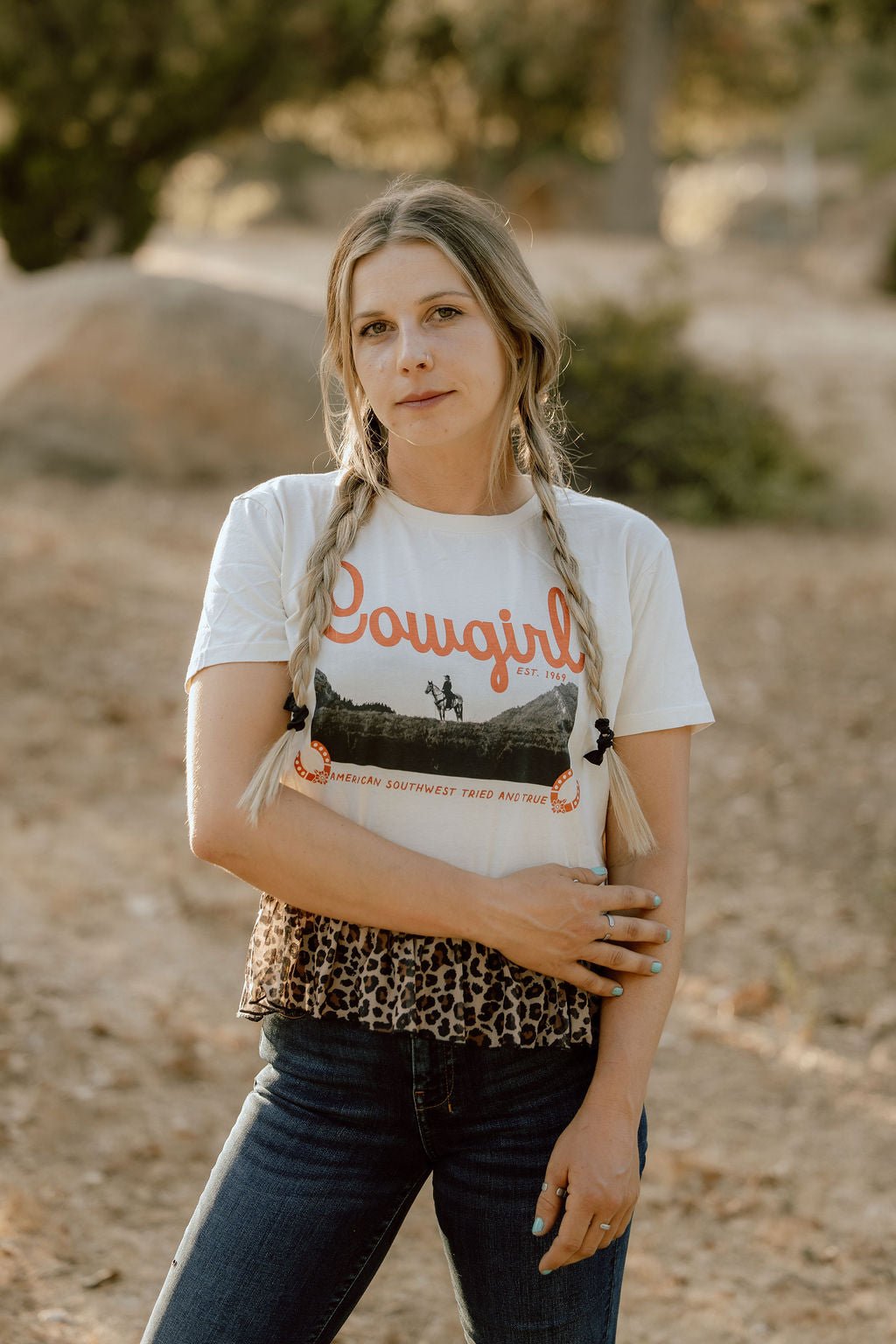Cowgirl Leopard Ruffle TeeS