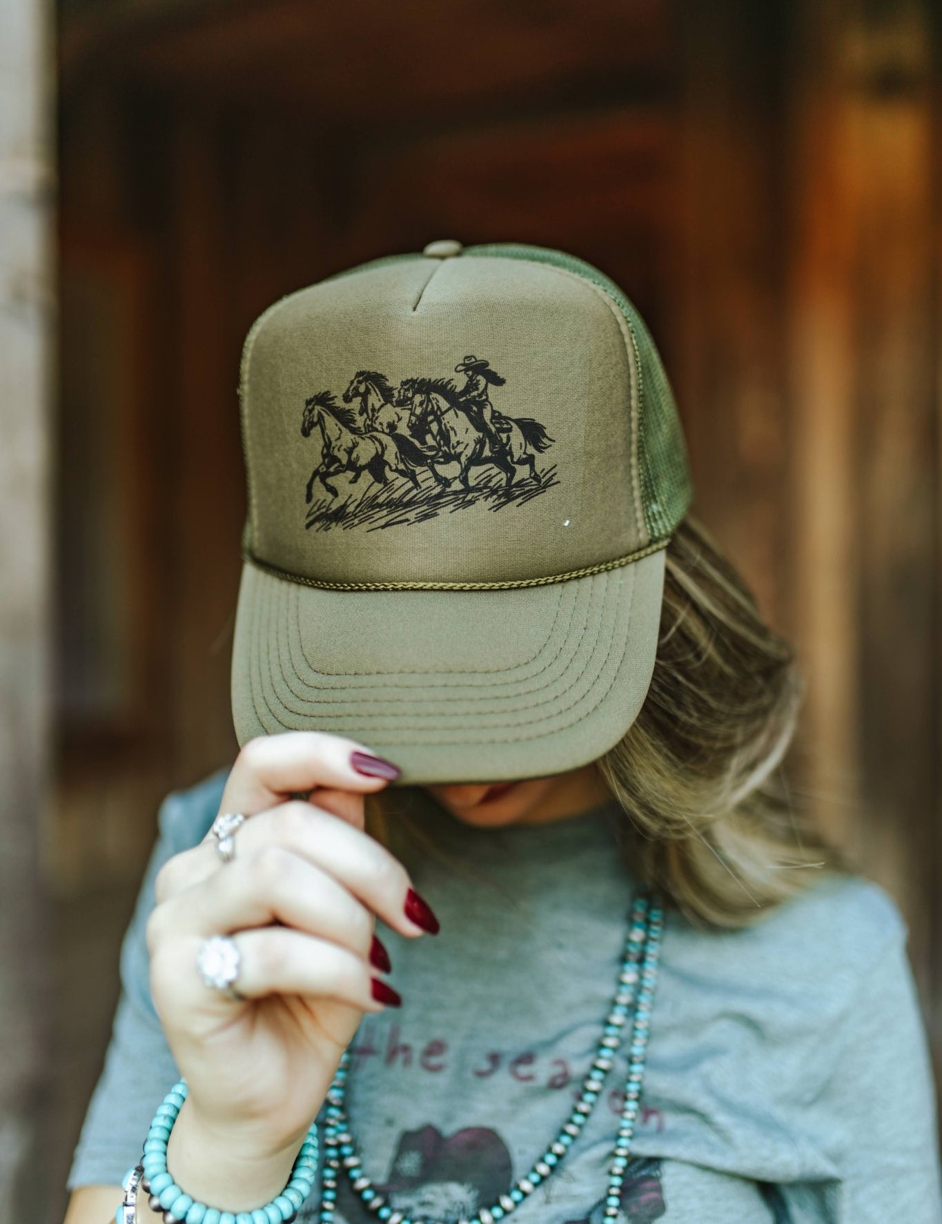 Cowgirl Rider Trucker HatOlive