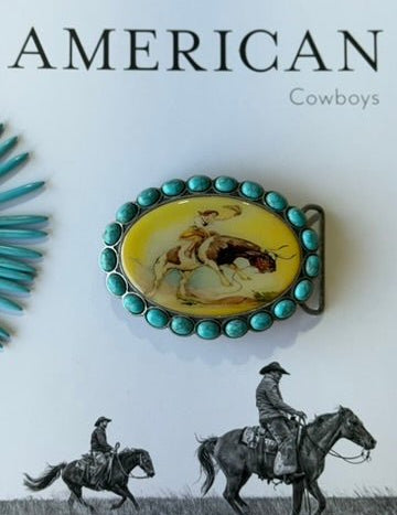 Cowgirl Turquoise Oval Belt Buckle