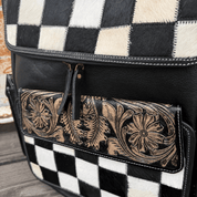 Cowhide Canyon Checkerboard Backpack - Black