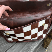 Cowhide Canyon Checkerboard Backpack - Brown