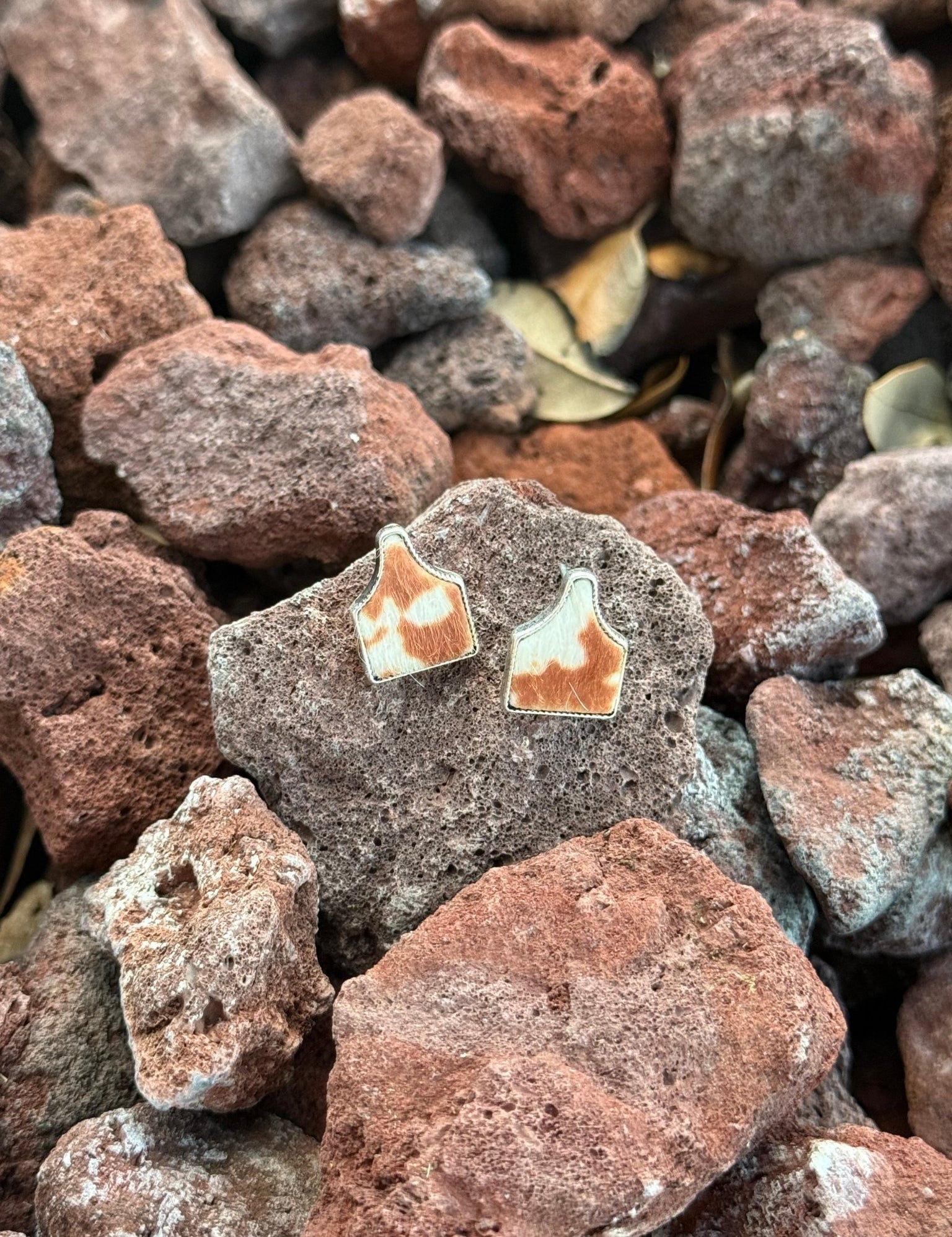 Cowhide Cattle Tag Earrings
