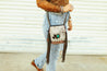 Cowhide Concho Fringed Leather Crossbody Bag