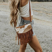 Cowhide Fringe Crossbody Bag