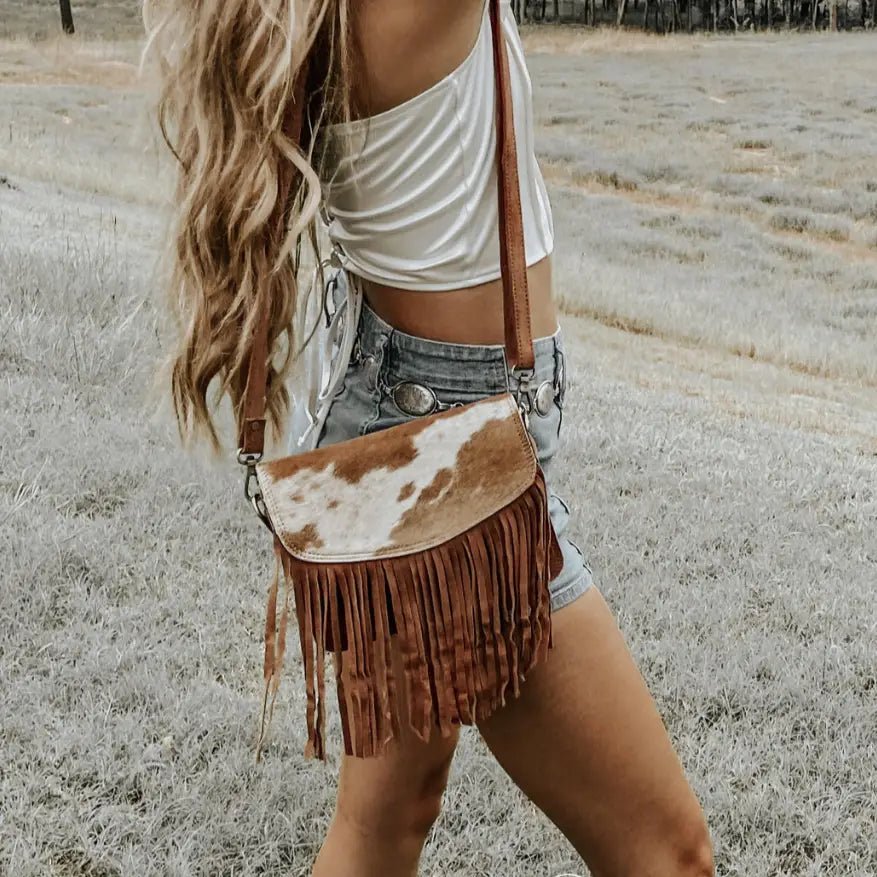 Cowhide Fringe Crossbody Bag