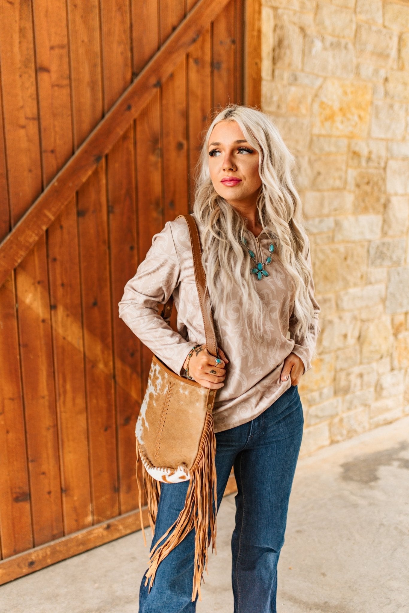 Cowhide Fringe Saddle Bag