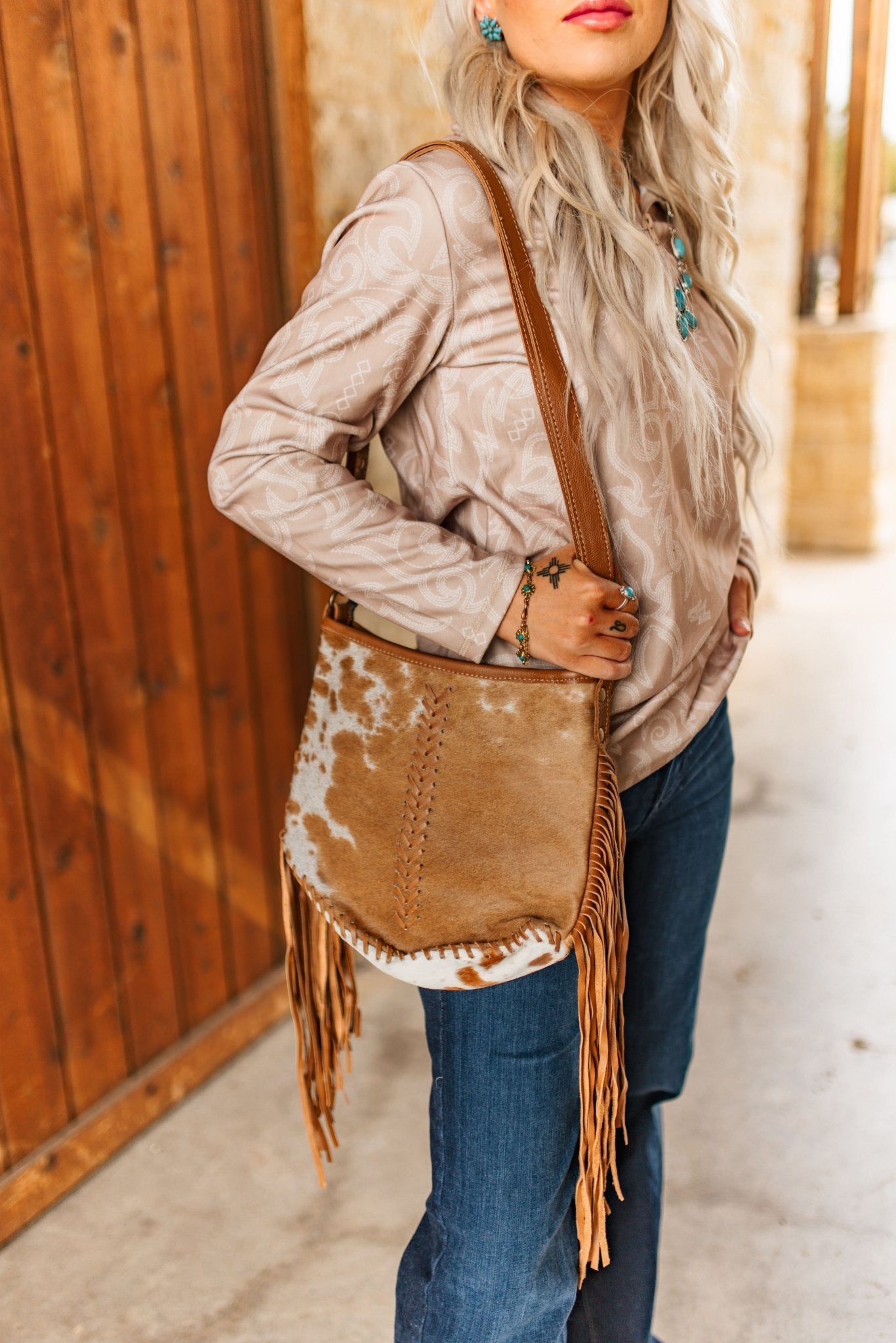 Cowhide Fringe Saddle Bag