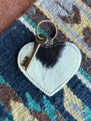 Cowhide Heart Key Chain - Dark