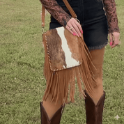 Cowhide Suede Fringe Crossbody Bag